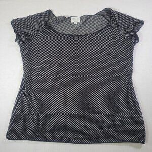 Armani Collezioni Womens Black & White Polka Dot Cap Sleeve Top Size 14